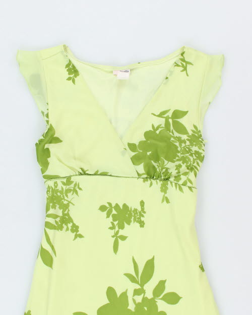 Y2k 00s Janette Floral Green Dress - L