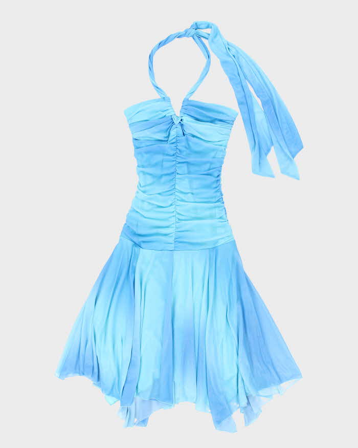 Y2k 00s Le Chateau Blue Halter Dress