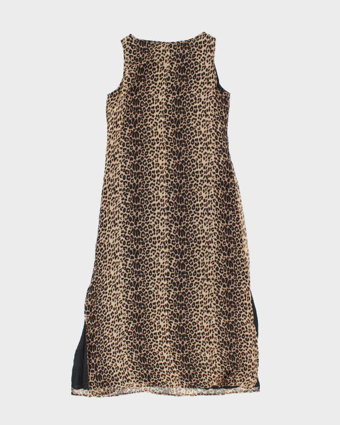 Vintage 90s Allison Taylor Leopard Print Silk Dress - L