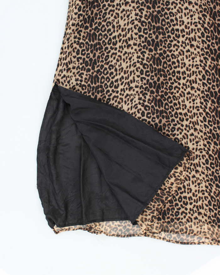 Vintage 90s Allison Taylor Leopard Print Silk Dress - L