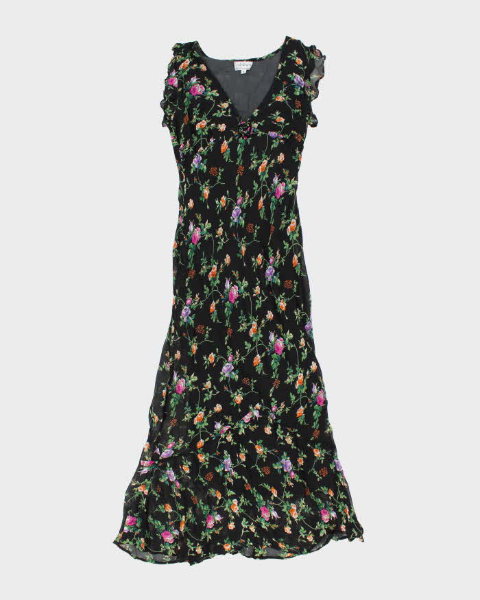Vintage 90s Raindrop Floral Maxi Dress - S