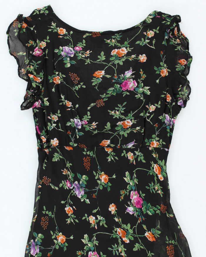 Vintage 90s Raindrop Floral Maxi Dress - S