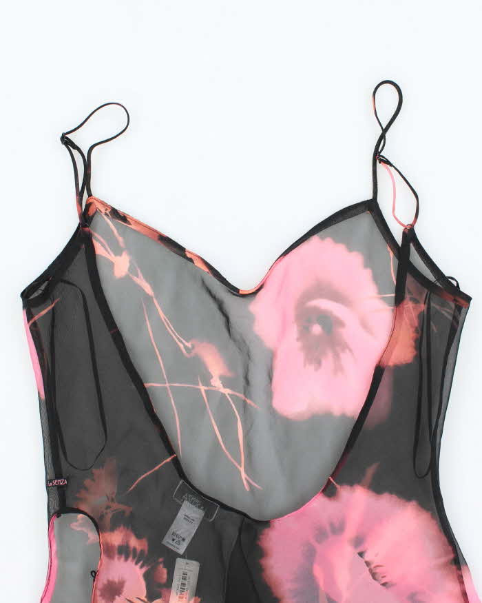 Deadstock Vintage Y2k 00s La Senza Mesh Backless Mini Slip Dress - S