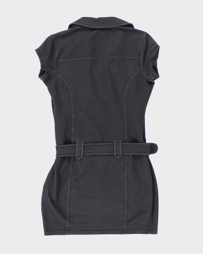 Guess Stretchy Black Belted Knee Length Leisure Dress - L