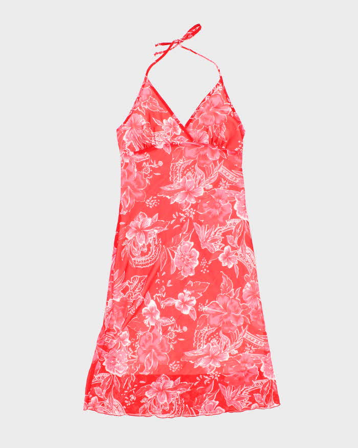 Vintage Y2k 00s Suzy Floral Halter Neck Dress - M
