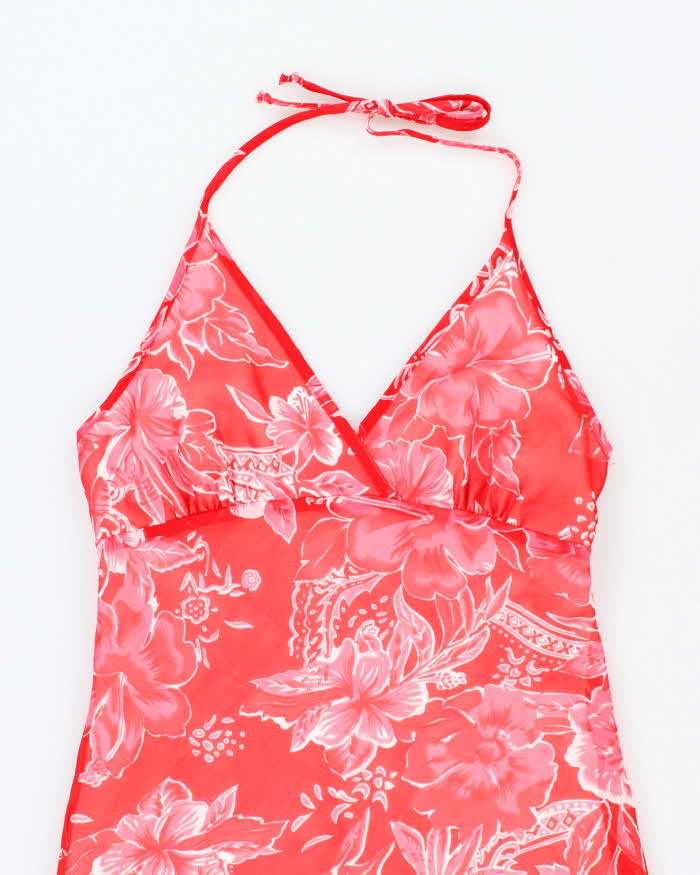 Vintage Y2k 00s Suzy Floral Halter Neck Dress - M