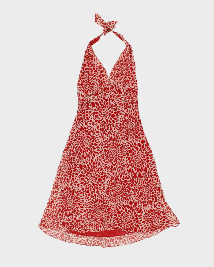 strapless open back dress Vintage Y2k 00s BCBG Max Azria Silk Halter Neck Dress