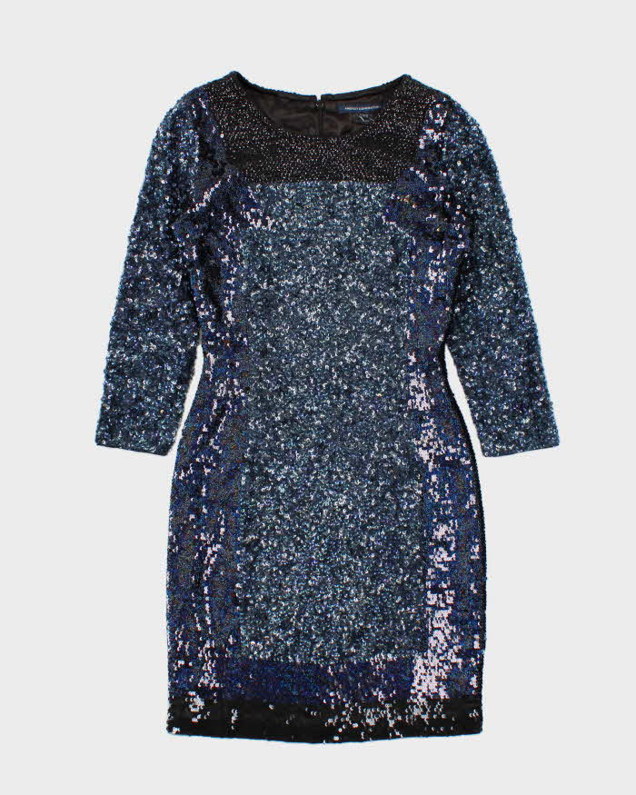 Vintage French Connection Sequin Mid Length Sleeve Body Con Dress