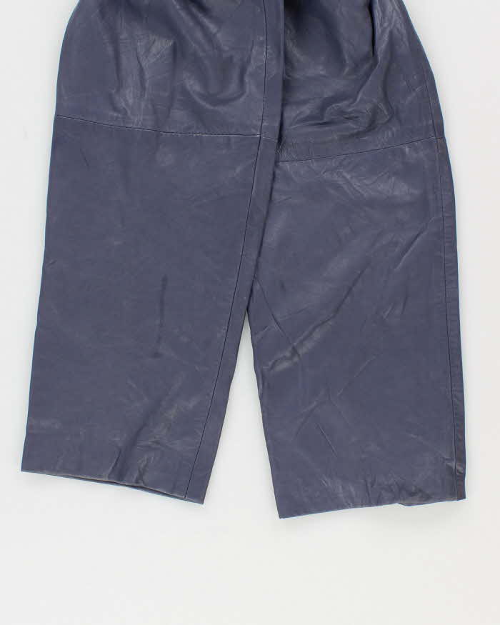 Womens 1980s Purple Leather Dungarees Jumpsuit - XS