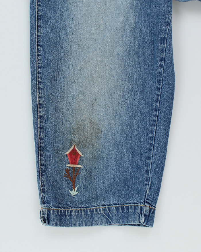 Vintage 90s North Crest Embroidered Cropped Dungarees - W40 L20