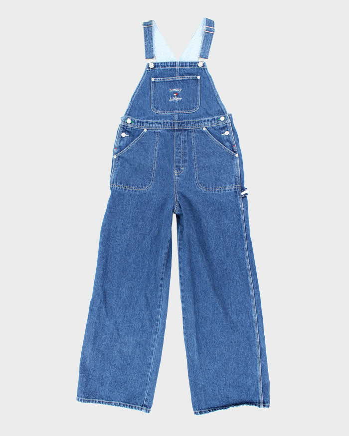 Vintage Women's Y2K Tommy Hilfiger Wide Leg Dark Wash Denim Dungarees - W32 L27