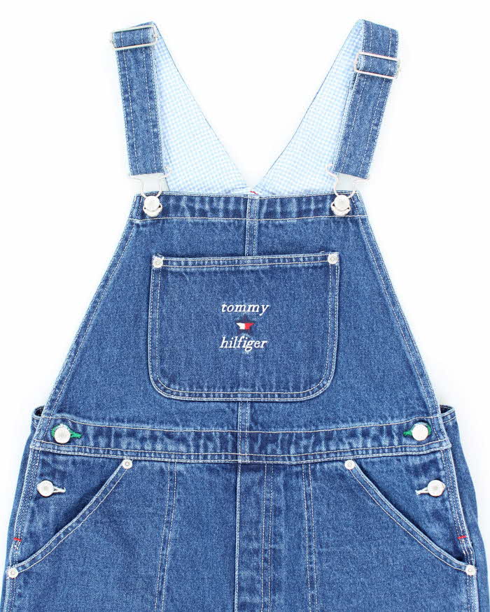 Vintage Women's Y2K Tommy Hilfiger Wide Leg Dark Wash Denim Dungarees - W32 L27