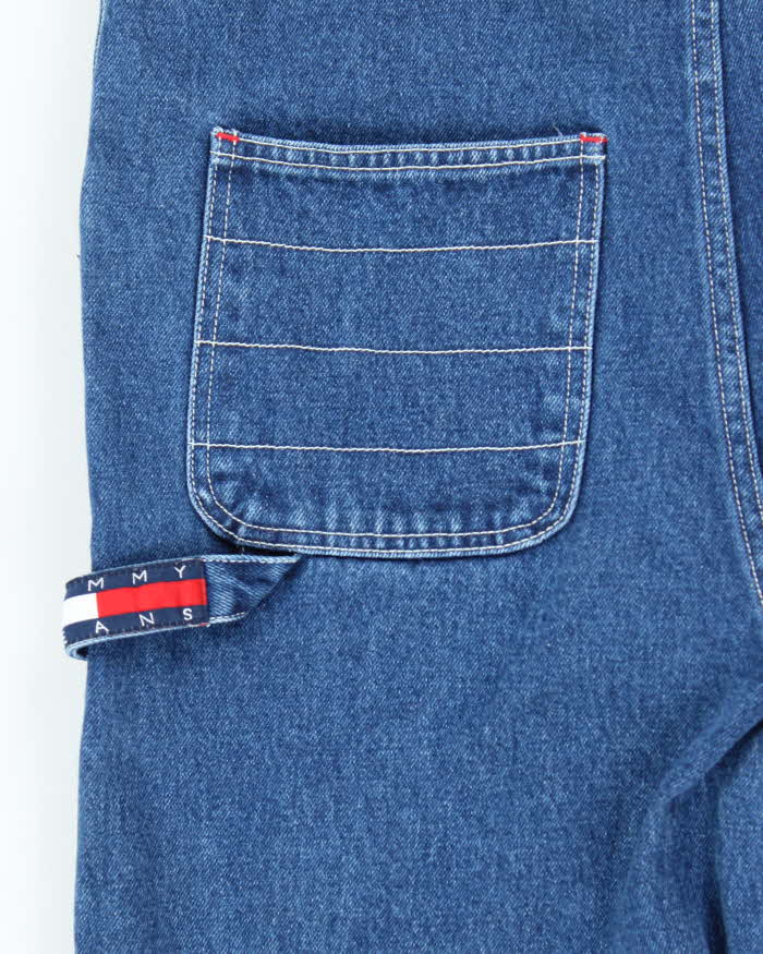 Vintage Women's Y2K Tommy Hilfiger Wide Leg Dark Wash Denim Dungarees - W32 L27