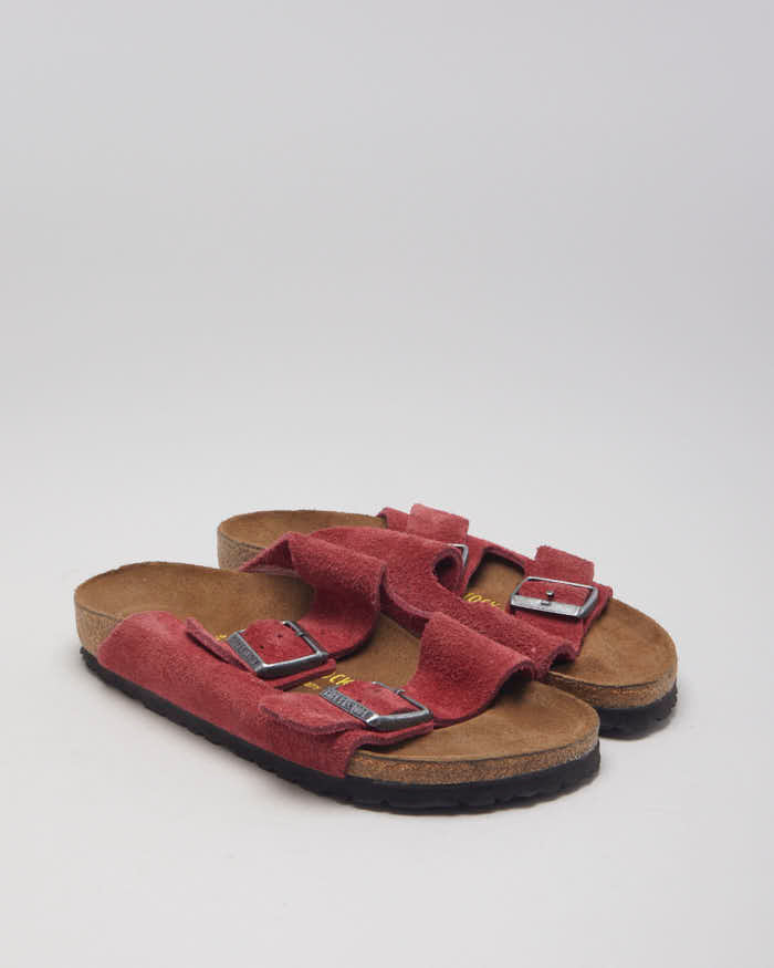 Birkenstock Red Suede Two Strap Sandals UK