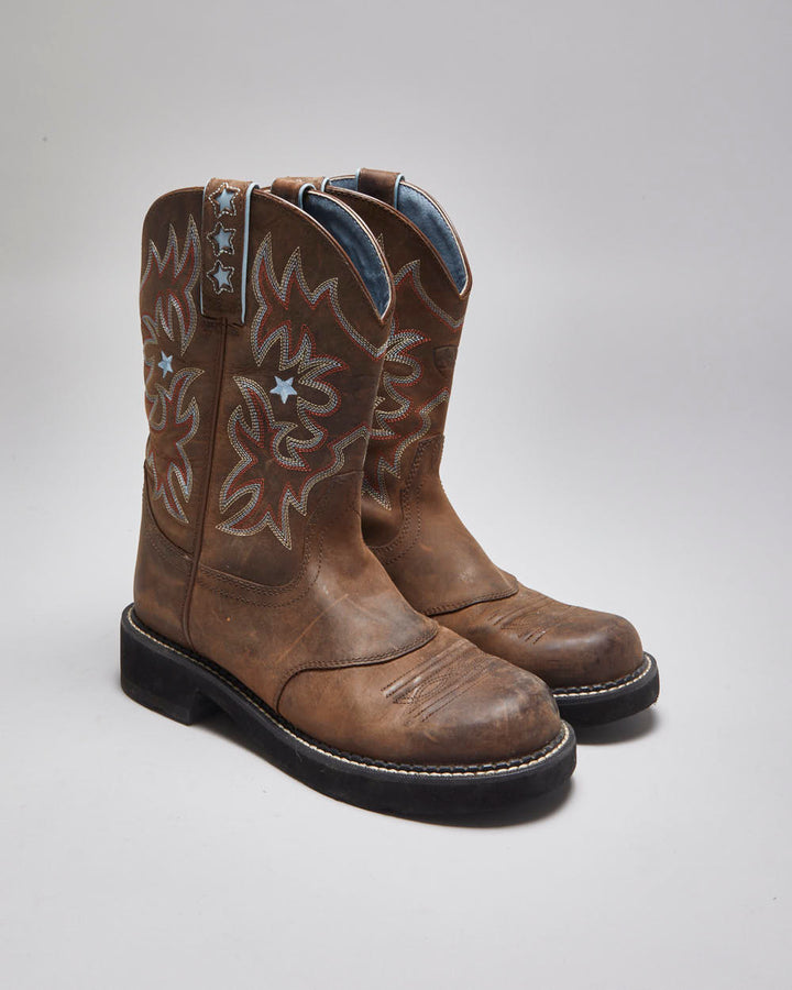 Vintage Ariat Brown Leather Cowboy Boots - UK 6