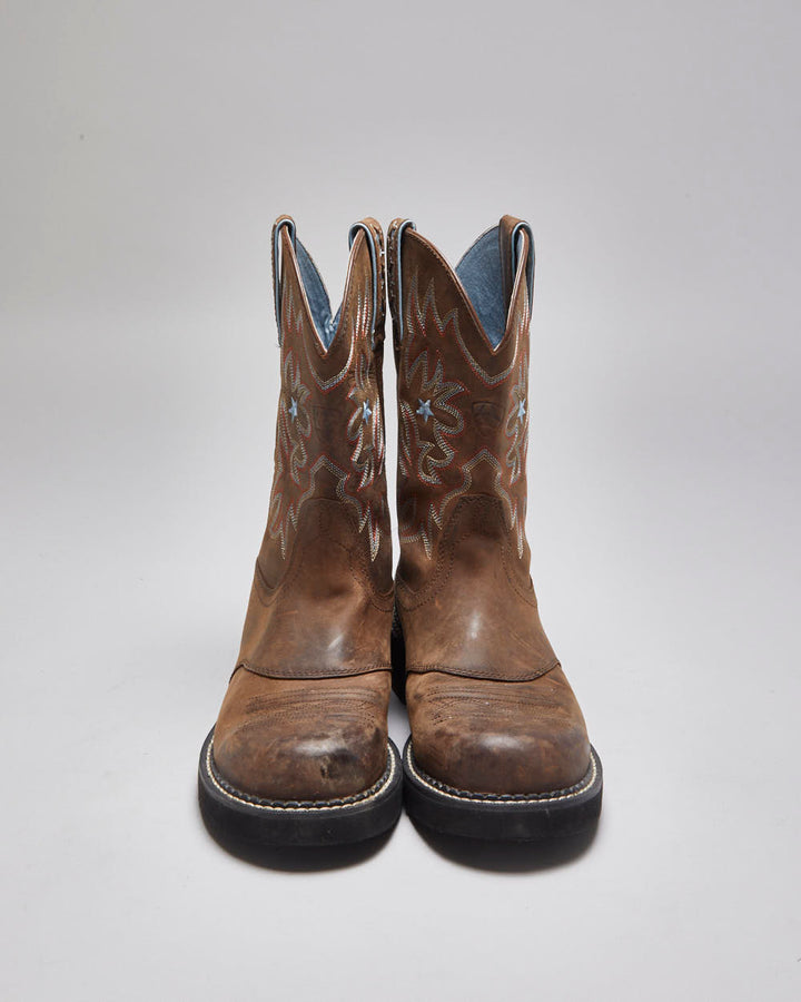 Vintage Ariat Brown Leather Cowboy Boots - UK 6
