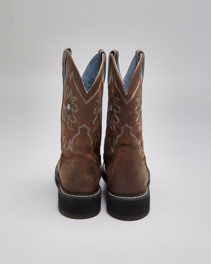 Vintage Ariat Brown Leather Cowboy Boots - UK 6