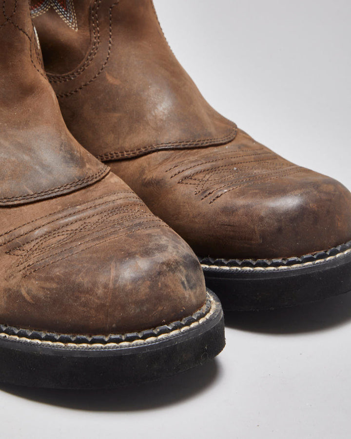 Vintage Ariat Brown Leather Cowboy Boots - UK 6
