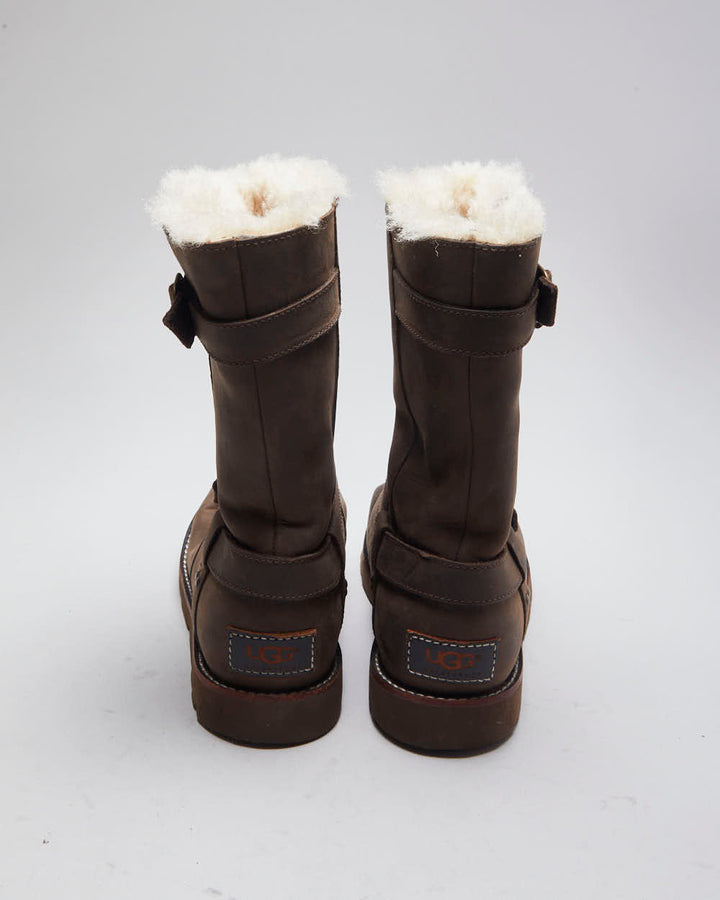 Vintage Women's Ugg Leather Insulated Buckle Ankle Boots - UK 4.5