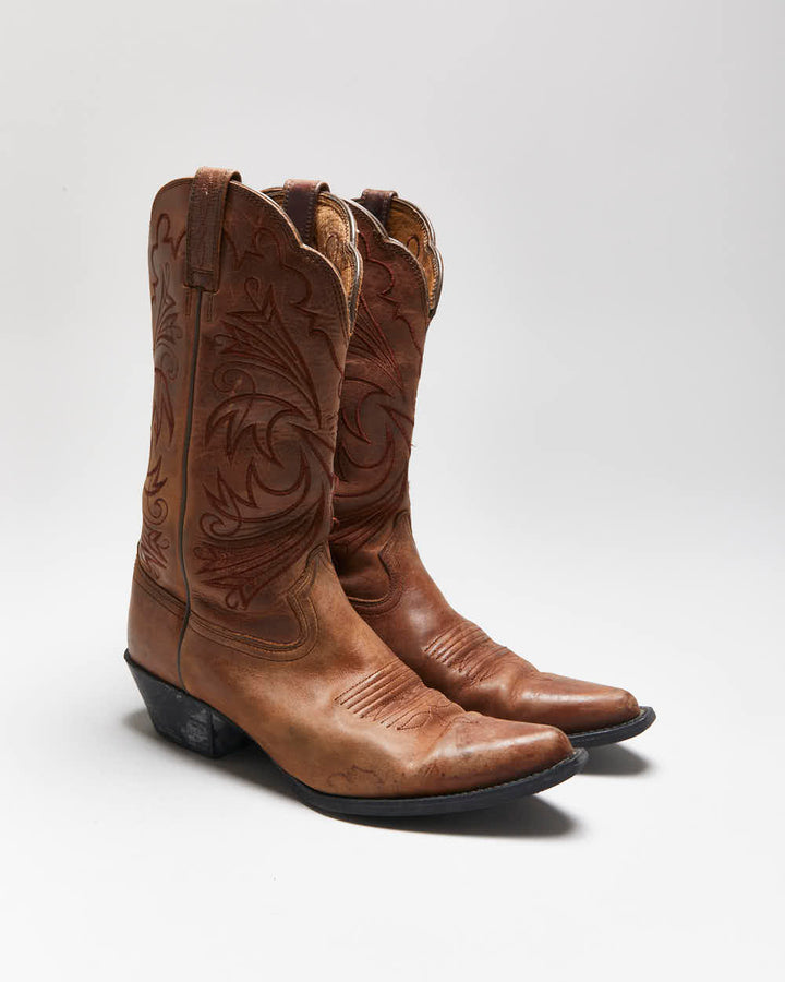 Vintage Ariat Brown Leather Cowboy Boots - UK5
