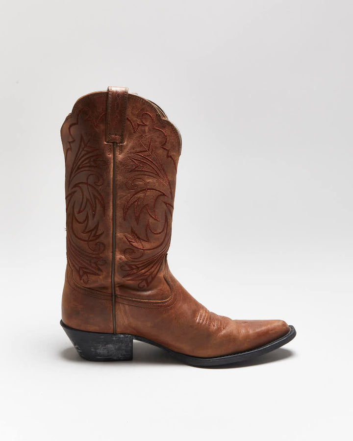 Vintage Ariat Brown Leather Cowboy Boots - UK5