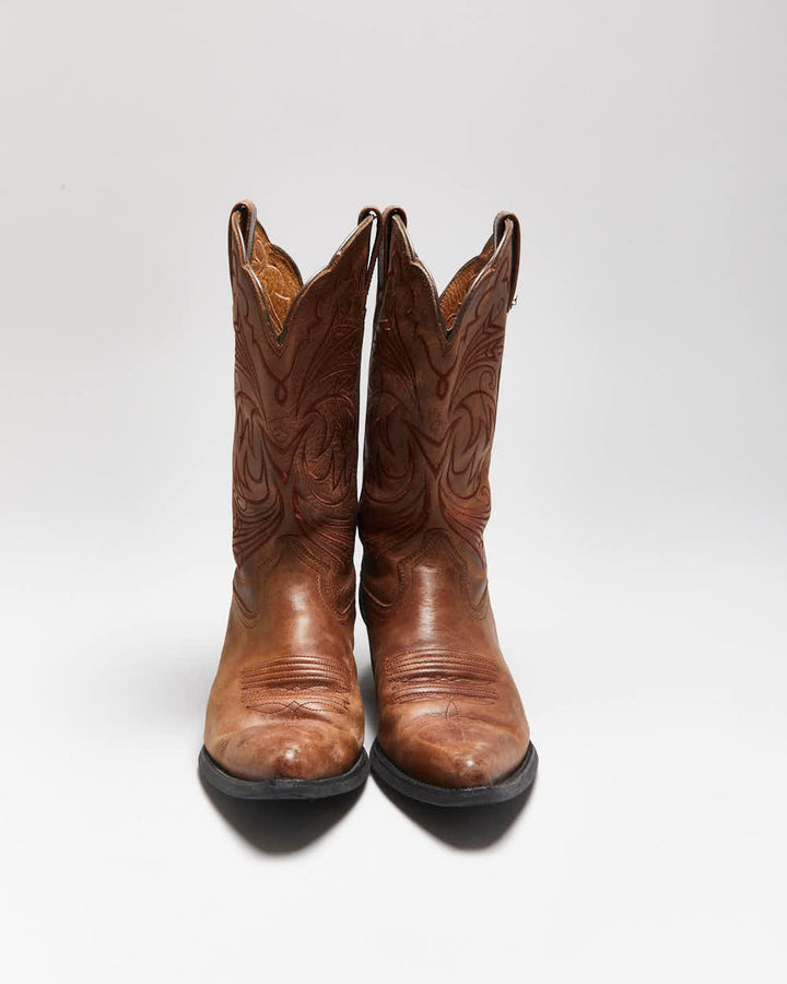 Vintage Ariat Brown Leather Cowboy Boots - UK5