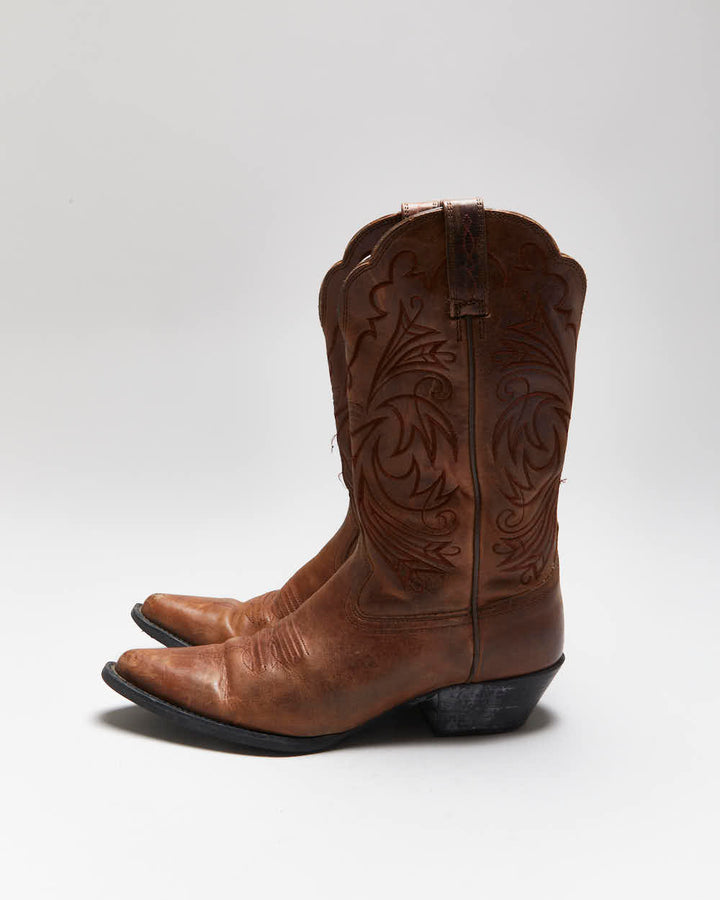 Vintage Ariat Brown Leather Cowboy Boots - UK5