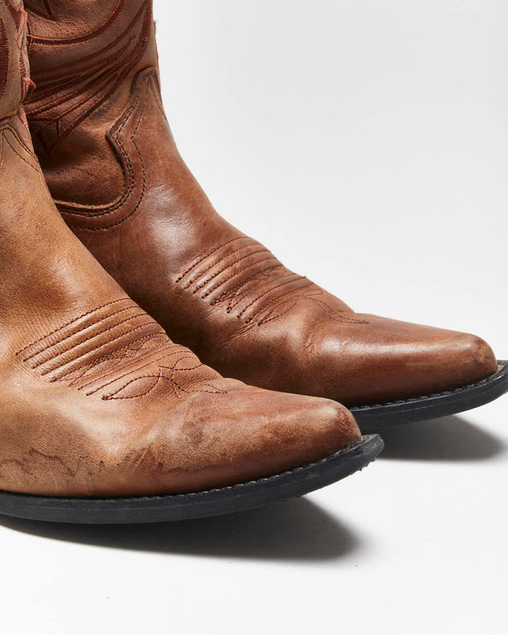 Vintage Ariat Brown Leather Cowboy Boots - UK5