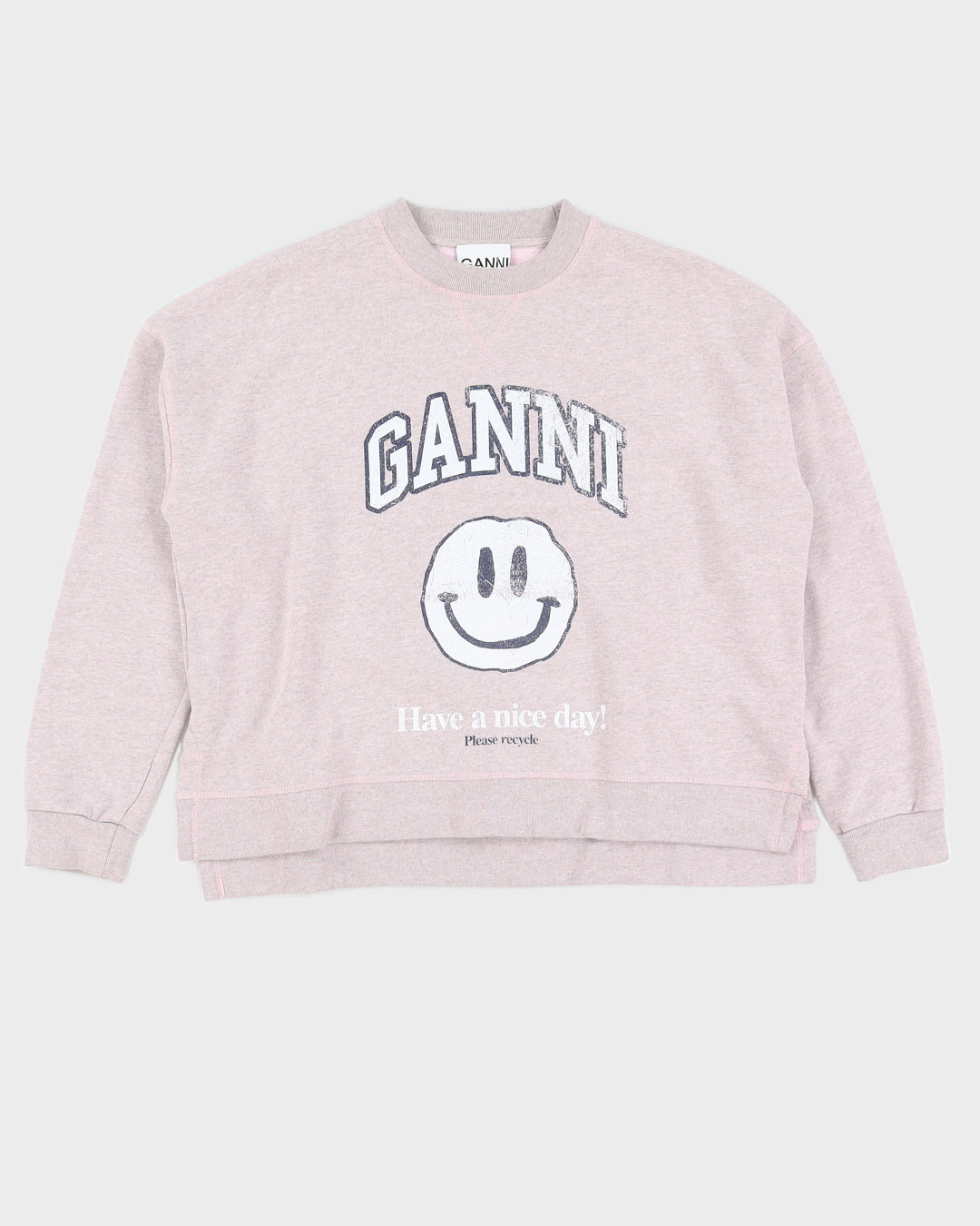 Ganni Have A Nice Day Oversize Cropped Sweatshirt S M Rokit