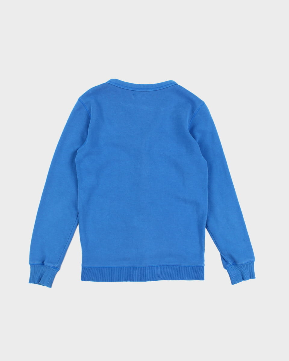 Women's Blue Adidas Button-Up Sweatshirt - S