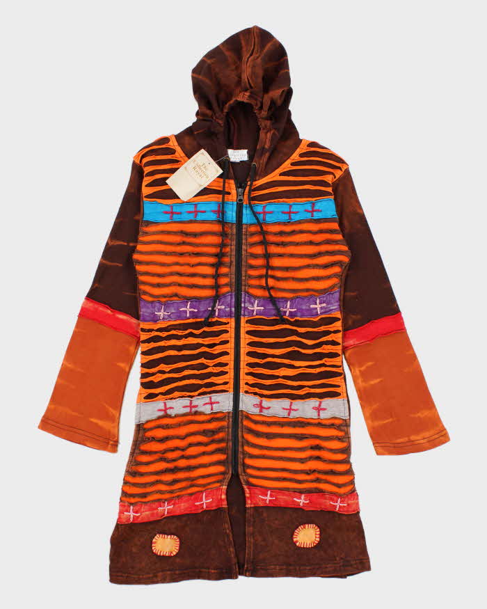 Vintage Y2k Deadstock Textured Long Zip-Up Hoodie- S