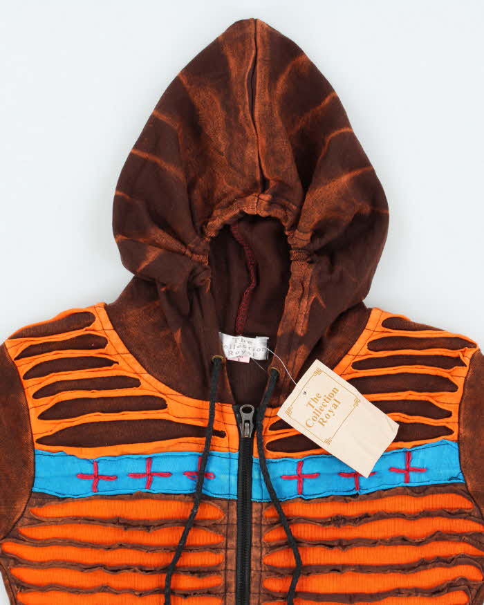 Vintage Y2k Deadstock Textured Long Zip-Up Hoodie- S
