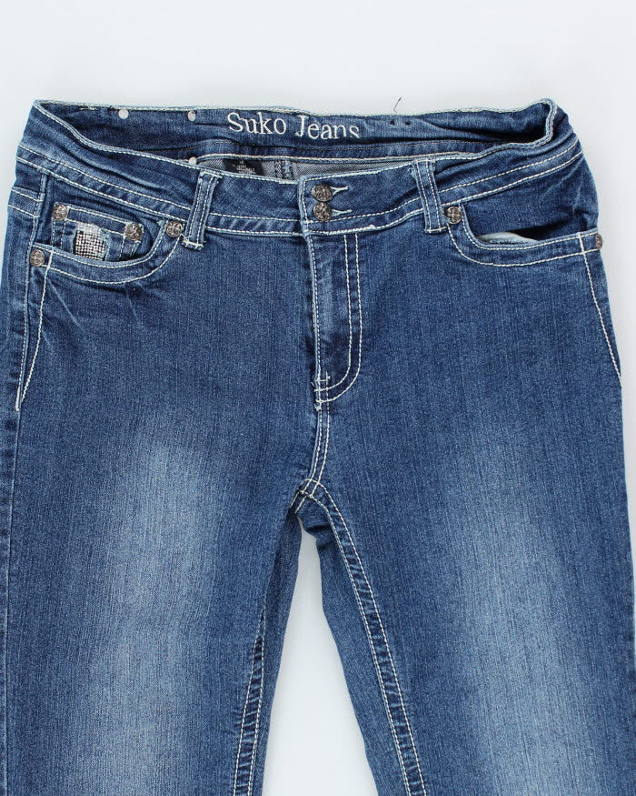 Vintage Y2K Gothic Style Dark Wash Flared Jeans - W28 L30