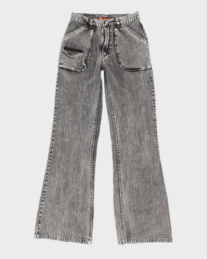 Vintage Y2K Grey Stone Wash Flared Jeans - W24 L32