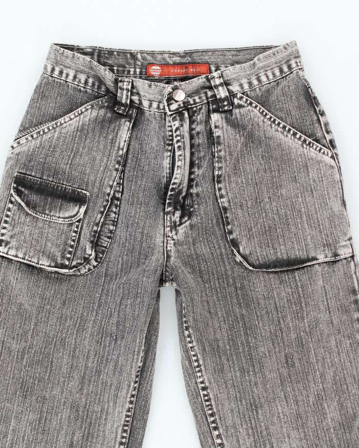 Vintage Y2K Grey Stone Wash Flared Jeans - W24 L32