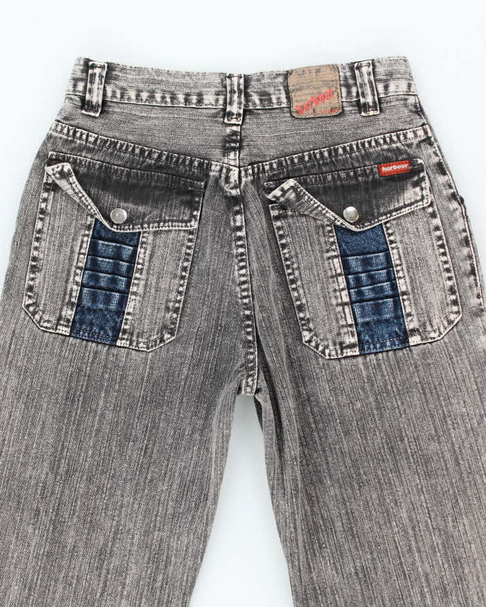 Vintage Y2K Grey Stone Wash Flared Jeans - W24 L32