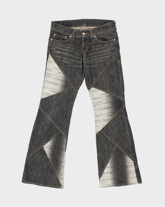 Vintage Y2K 00s Tornado Mart Women's Mid Rise Patch Denim Flared