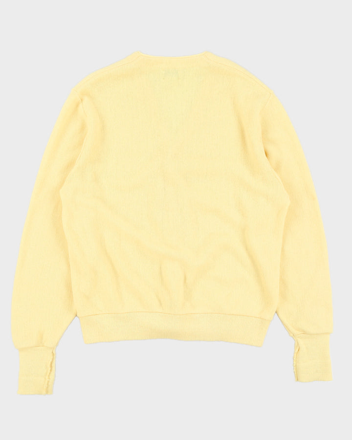 Vintage 80s Lacoste Yellow Acrylic Cardigan - L