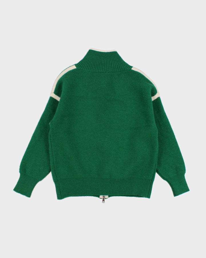 Womens Green and White Zip up Cardigan - S