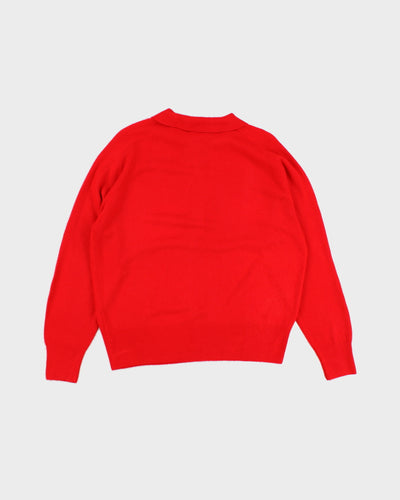 Womens 1990s Bright Red Collared Jumper - M
