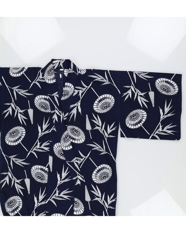 Vintage Navy & White Printed Kimono - M