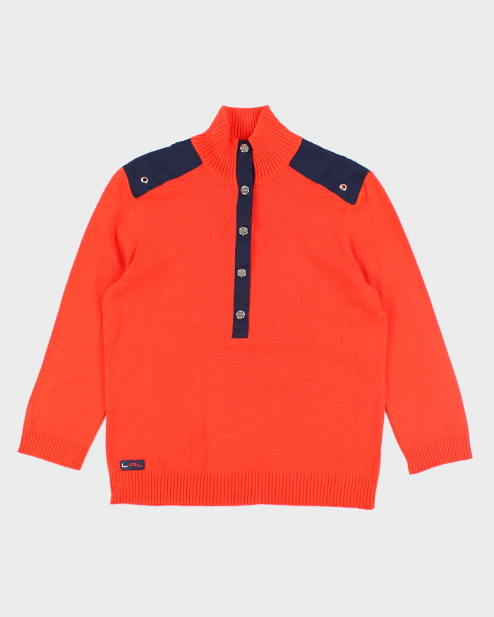 Vintage Ralph Lauren Orange Half Button-up Jumper - M