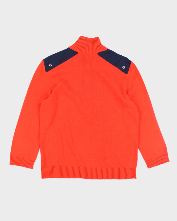 Vintage Ralph Lauren Orange Half Button-up Jumper - M