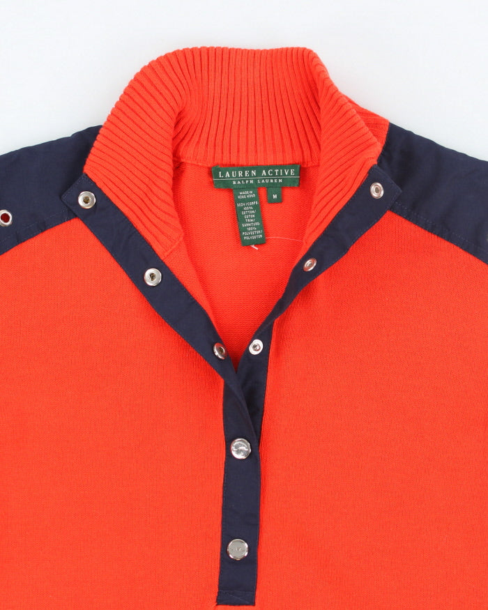Vintage Ralph Lauren Orange Half Button-up Jumper - M