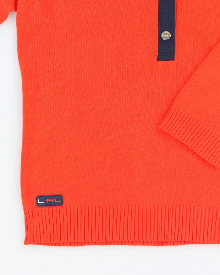 Vintage Ralph Lauren Orange Half Button-up Jumper - M