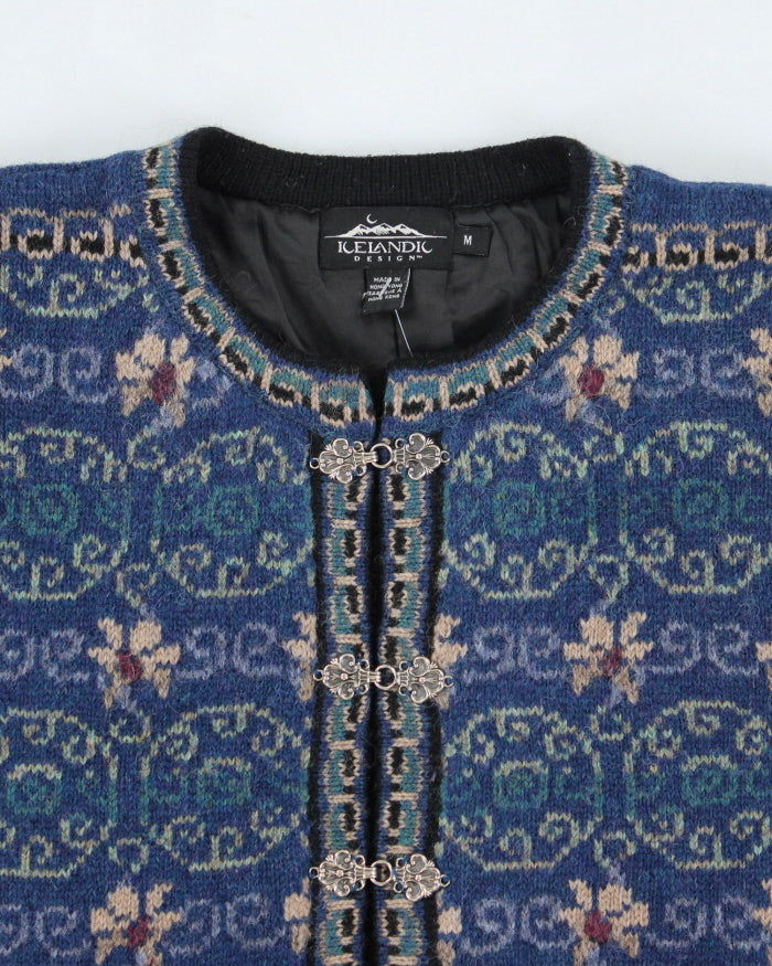 Vintage Women's Icelandic Patterned Clasp Close Cardigan - M
