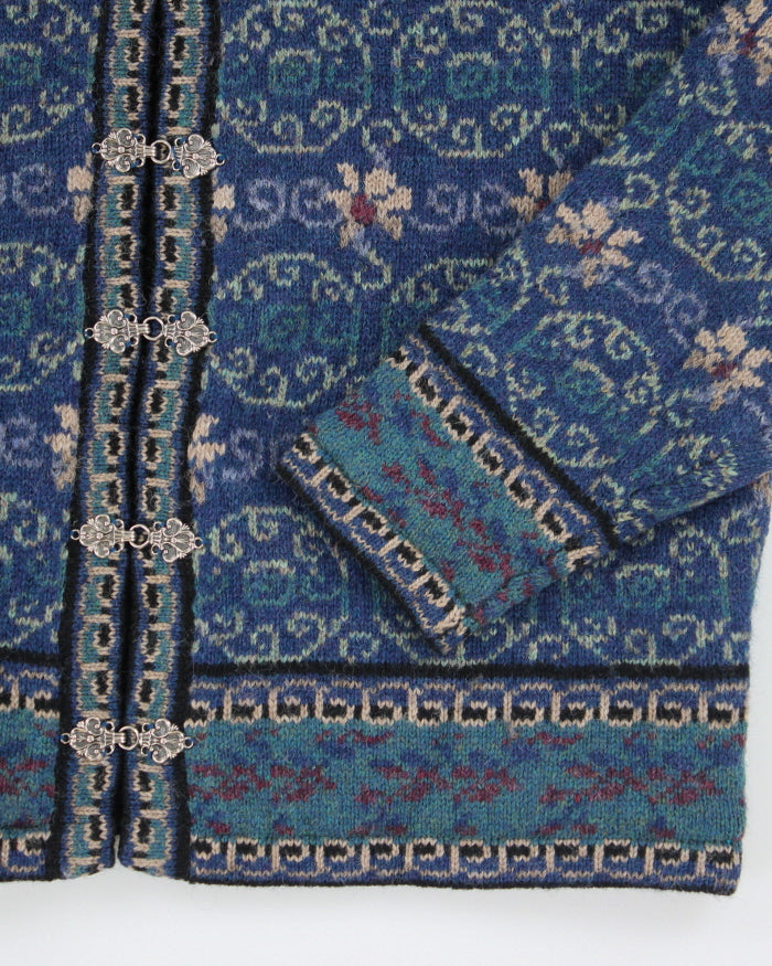 Vintage Women's Icelandic Patterned Clasp Close Cardigan - M