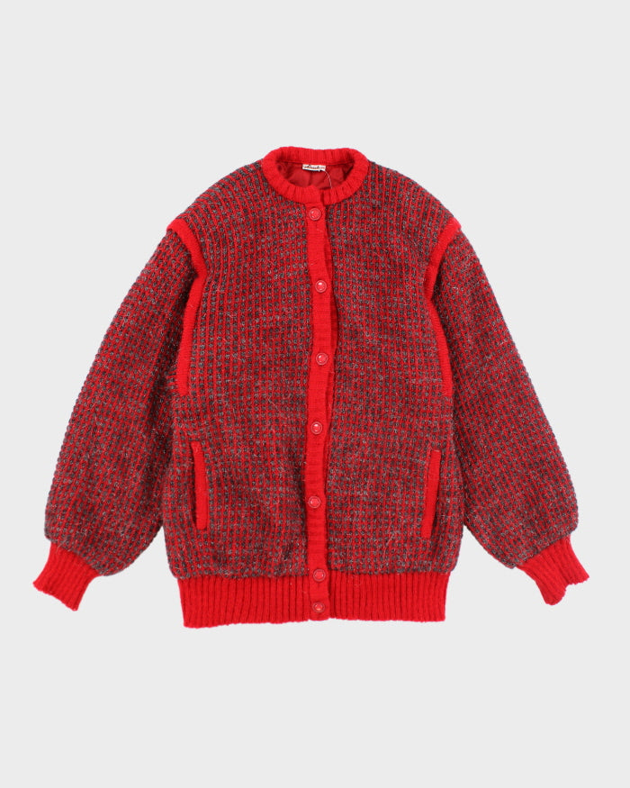 Vintage 80s Angora & Wool Blend Sparkly Cardigan - M