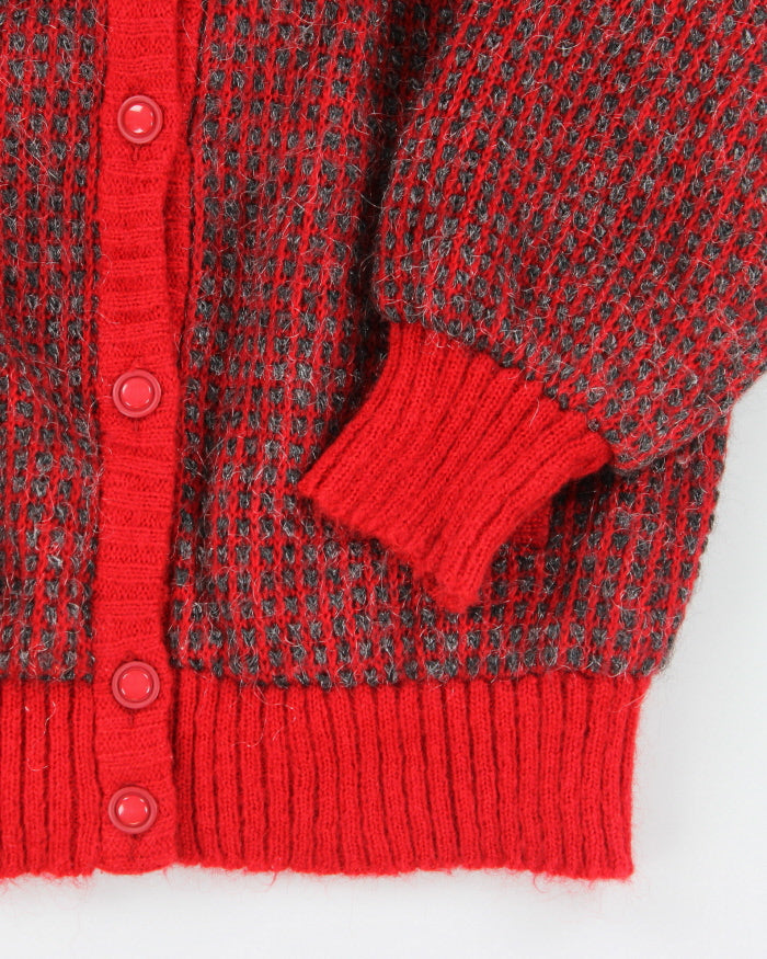 Vintage 80s Angora & Wool Blend Sparkly Cardigan - M