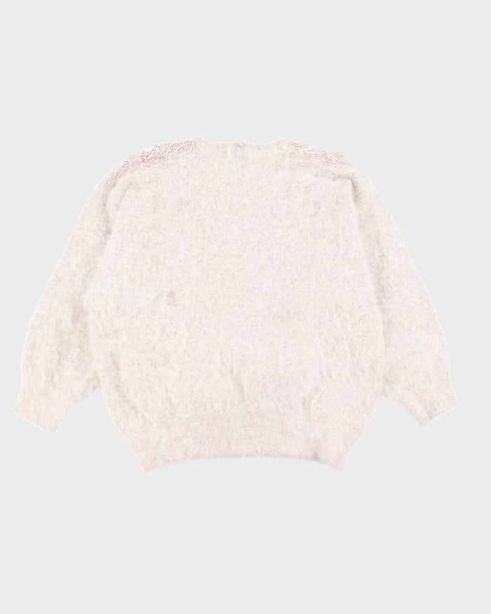 Vintage Angora Beaded Cardigan - S